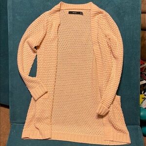 Pink Open-Front Cardigan Sweater